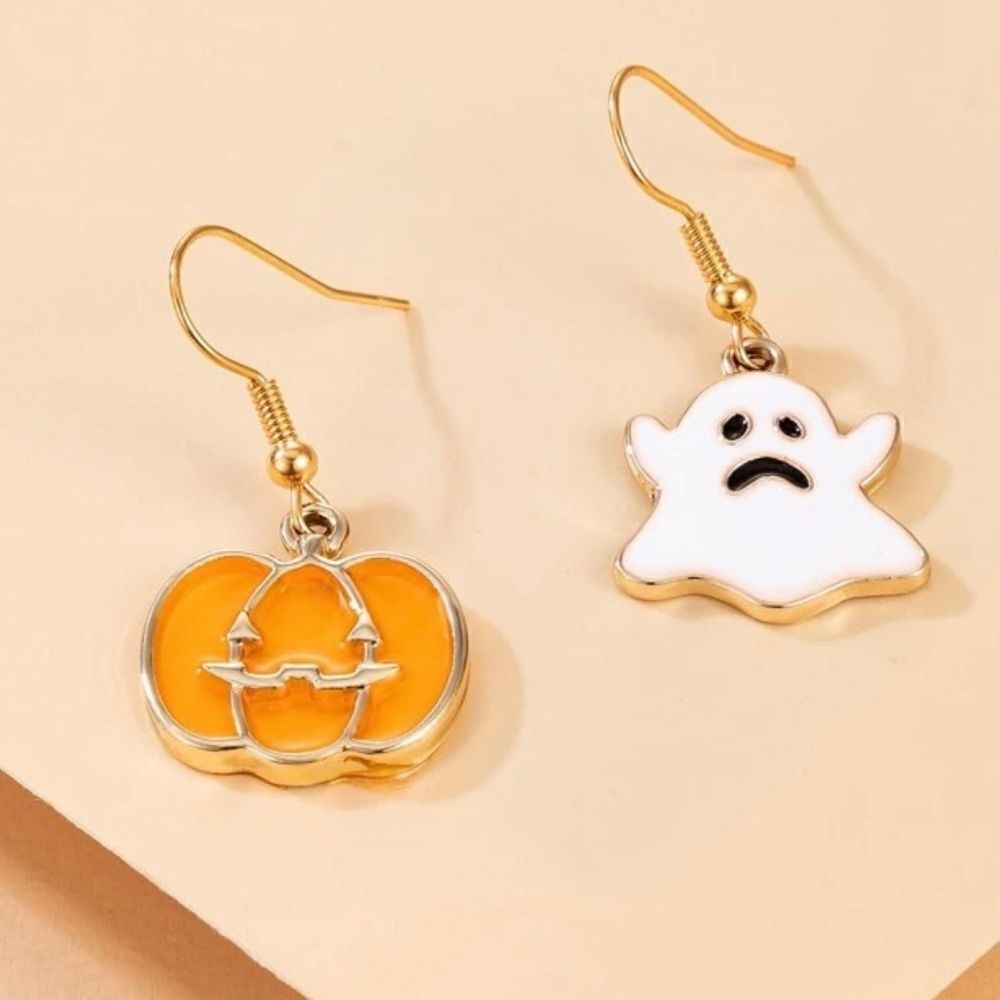 Mix Matched Ghost and Pumpkin Earrings